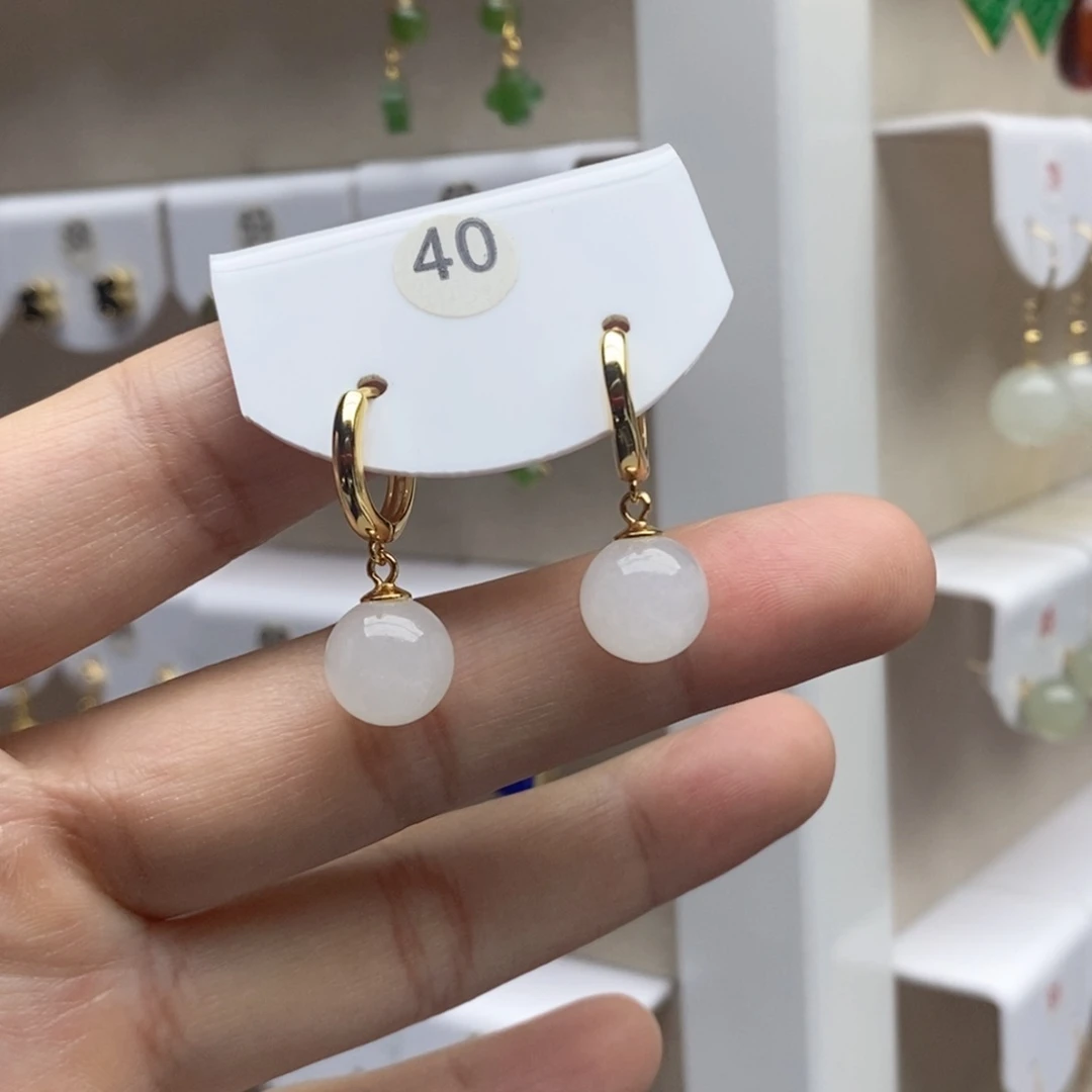 银S925镶嵌和田玉耳饰