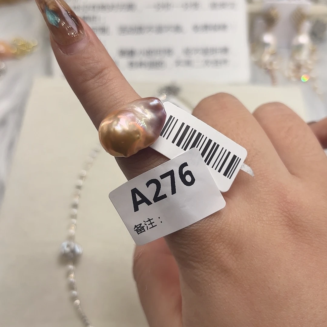 银S925镶嵌戒指淡水珍珠