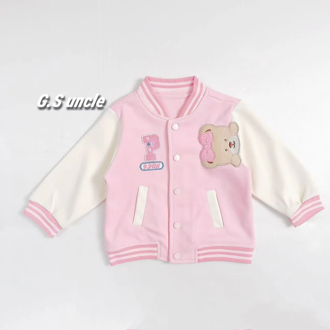 【】E023女宝25秋新款可爱卡通百搭宝宝棒球服外套