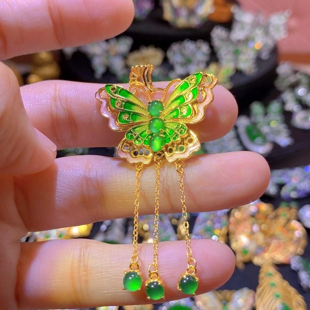 翡翠银S925镶嵌项圈天然翡翠