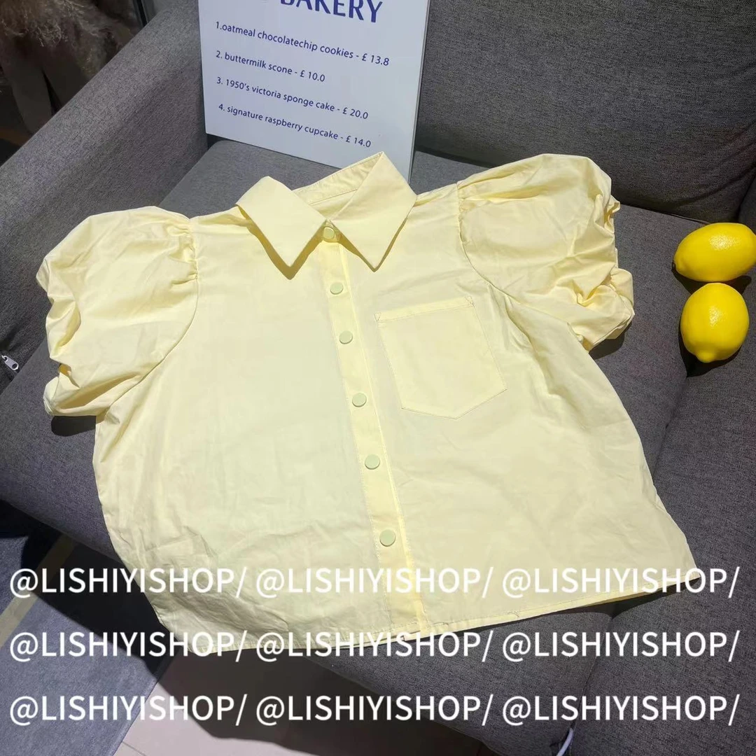 【李十一LISHIYI】纯色泡泡袖短款衬衫K3275