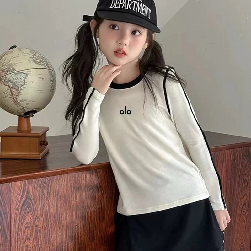 新款儿童时髦条纹上衣女童长袖休闲装洋气网红打底衫