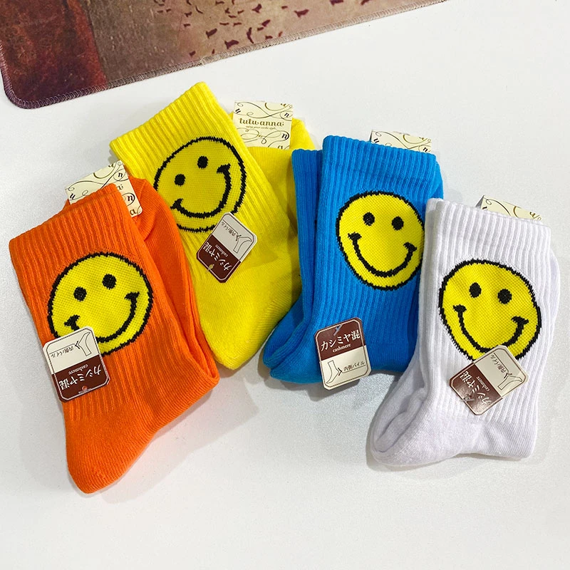 【笑脸】日单秋冬毛巾底厚实保暖女袜中筒袜舒适棉袜御寒