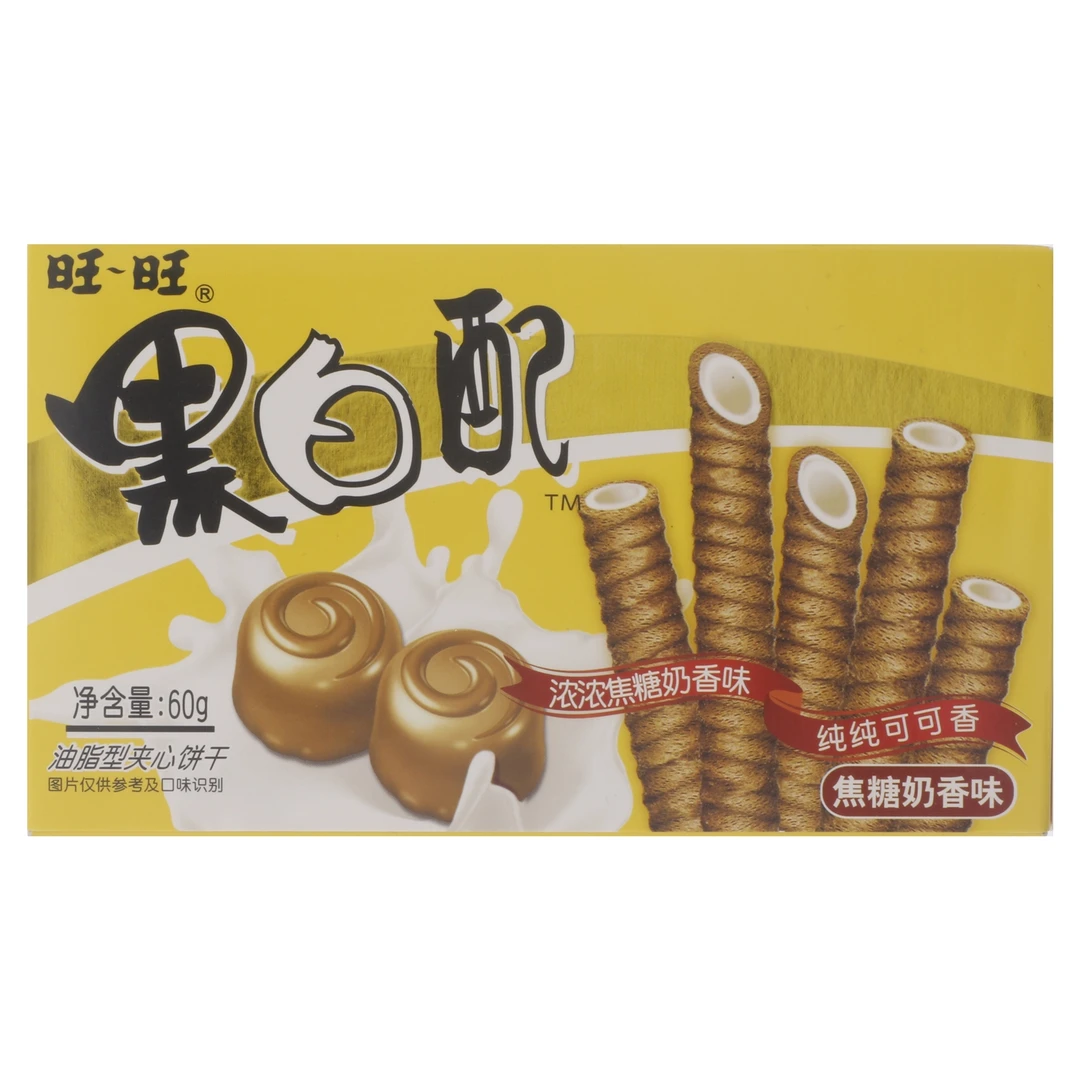旺旺果白配油脂型夹心饼干焦糖奶香味 56g