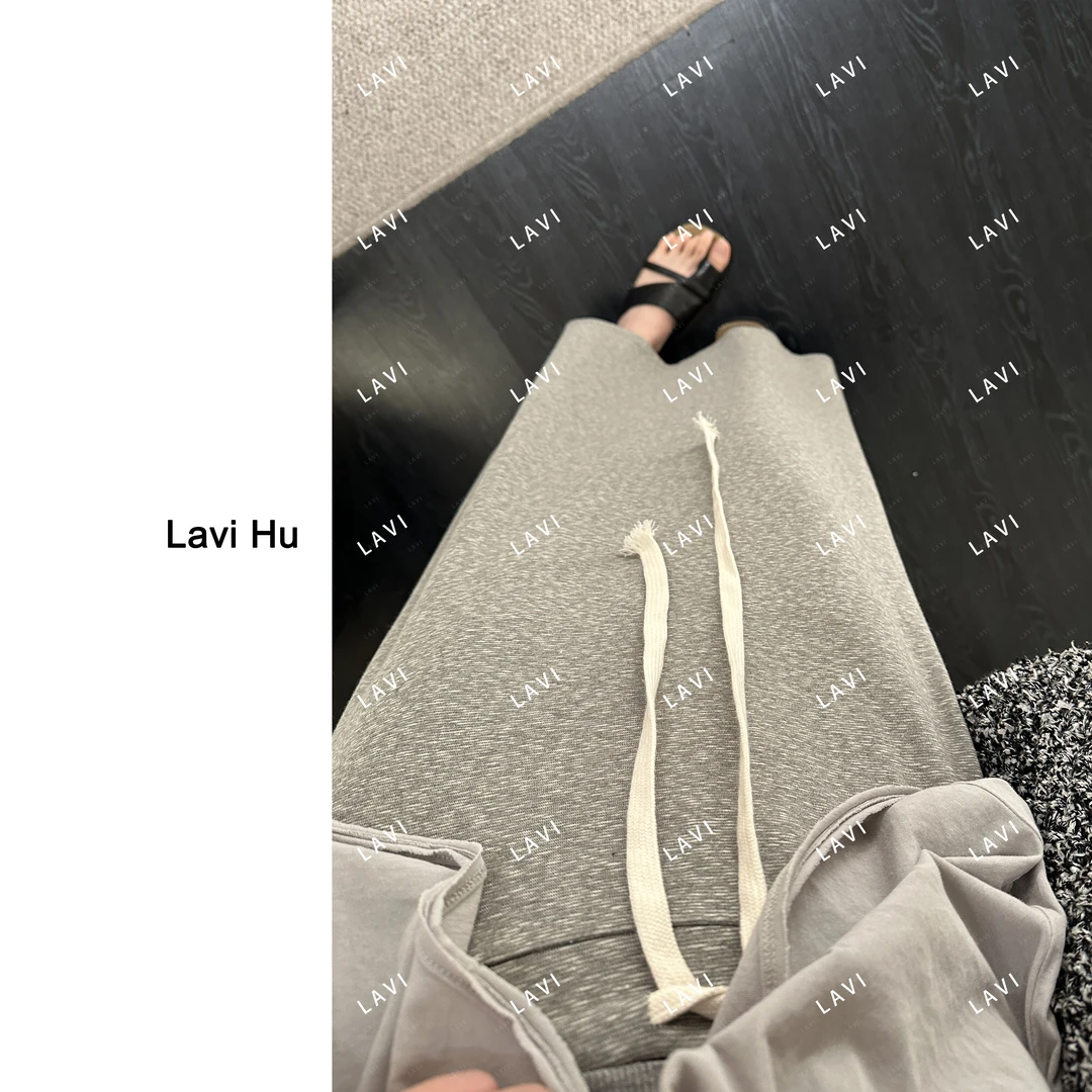 晚风 百搭复古休闲时尚抽绳针织半身裙Q204