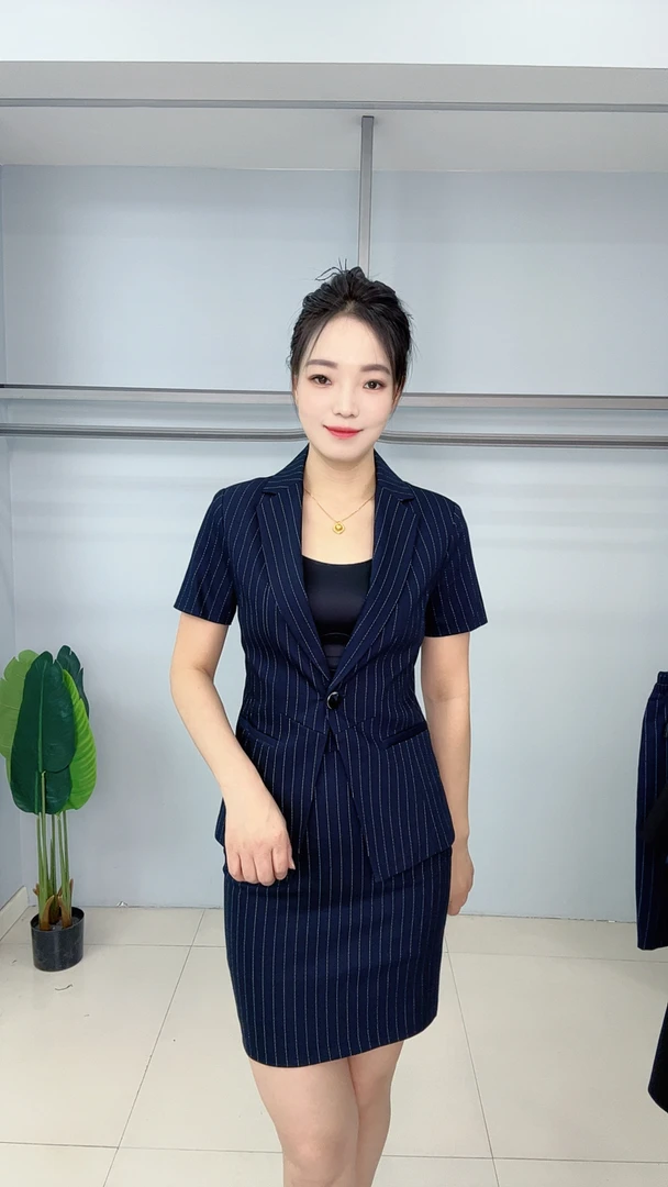 6158条纹款夏季修身显瘦西装