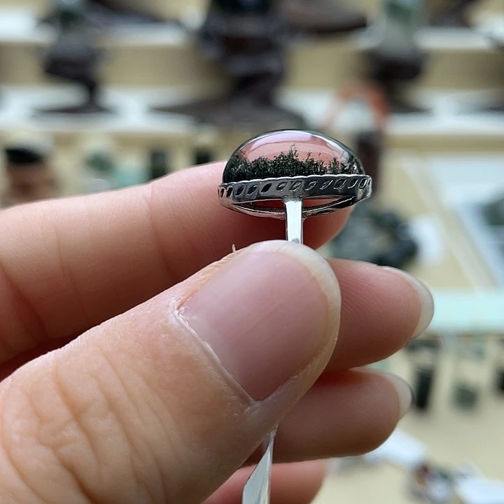 ＊***＊水晶戒指银S925镶嵌绿幽灵戒指