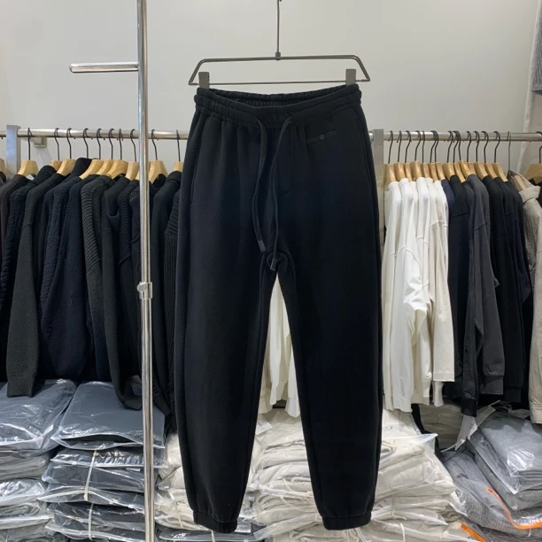 婴儿绒奥绒男纯色休闲裤秋冬季男士微宽松百搭九分束亲肤摇粒绒