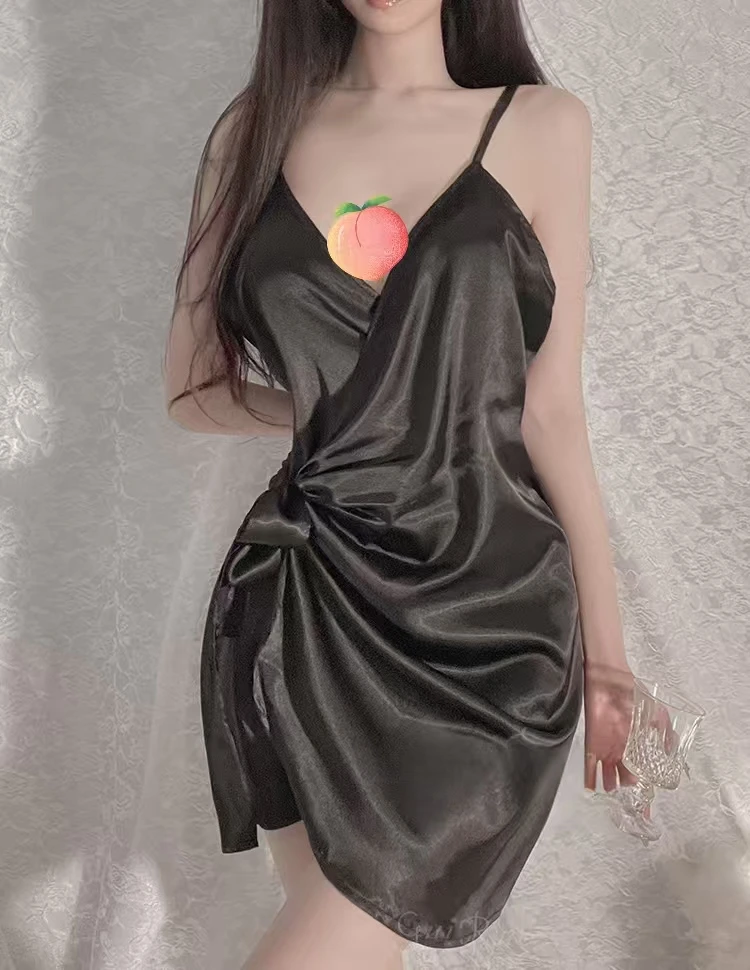 【韵味】80-170性感露背深v系带包臀连体睡裙纯欲女吊带家居套装