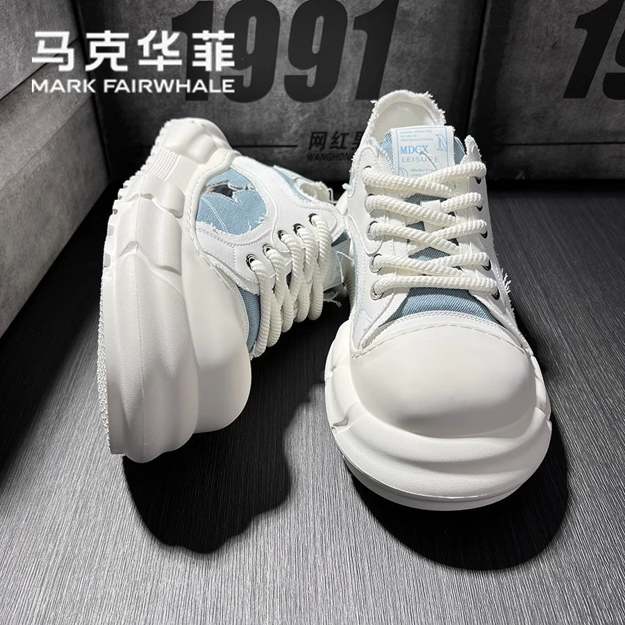 马克华菲男鞋2025新款夏季透气板鞋小众原创厚底增高鞋子男款潮鞋