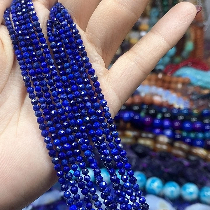 未镶嵌玛瑙/玉髓珠宝半成品A货天然青金切面卡3mm