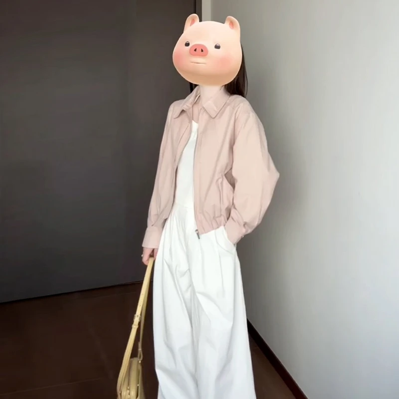 韩系超好看百搭简约粉色外套小个子高级感洋气时髦上衣