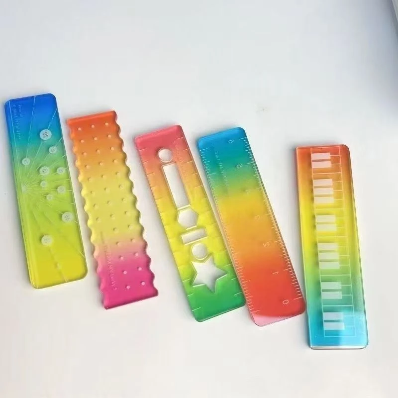 称心如意尺掌心尺糖果色m5手帐本迷你刻度尺透明波浪直尺子