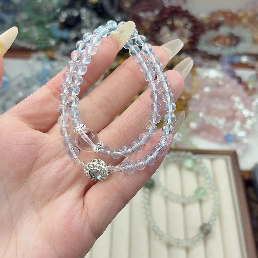 烟晶手链银S925镶嵌好