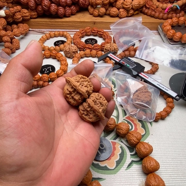 文玩核桃手串旮*福利34尺寸野生麻核桃