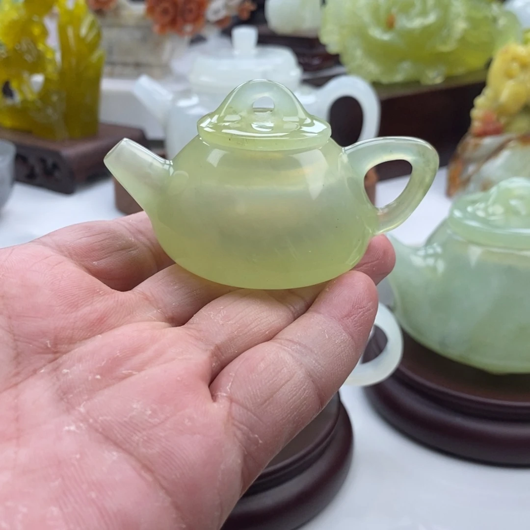 岫玉未镶嵌四大名玉手把壶