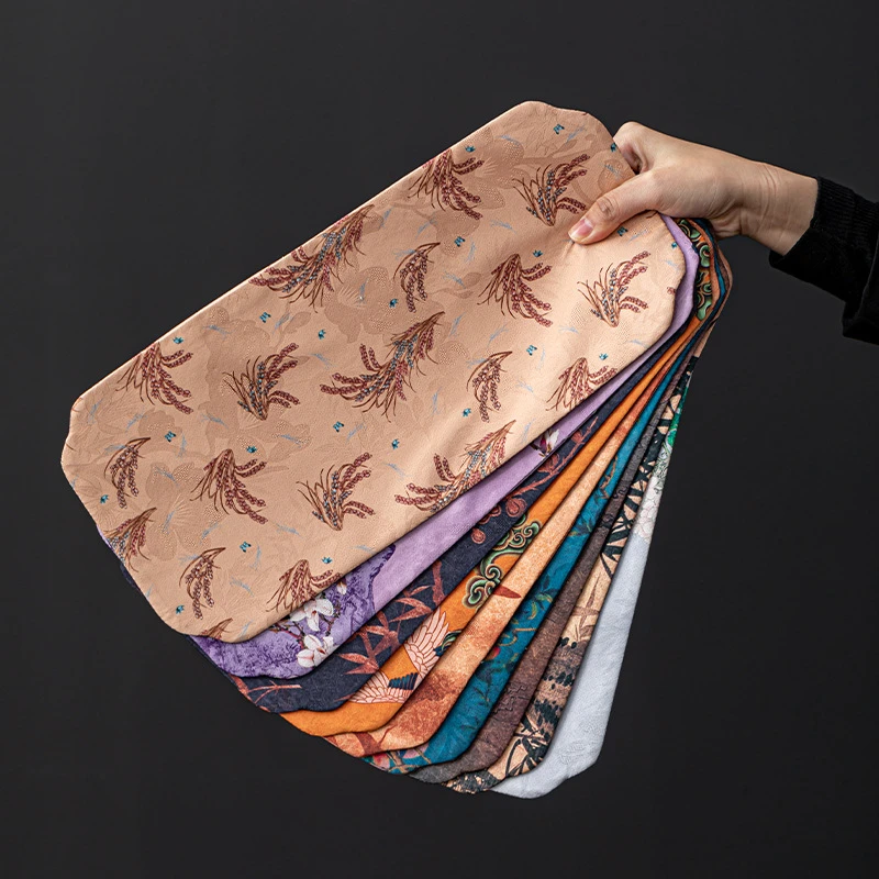 批发新中式禅意仿香云纱双面茶席家用长方形干泡茶垫防水隔热桌旗