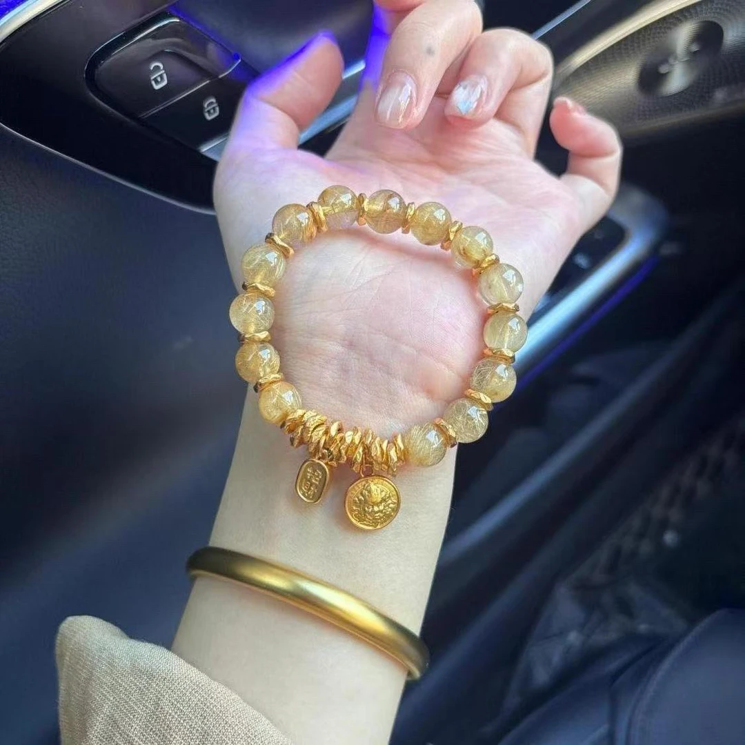 合金手链 合金手链轻奢饰品手串招财纳福金发珠珠金色手链送女友