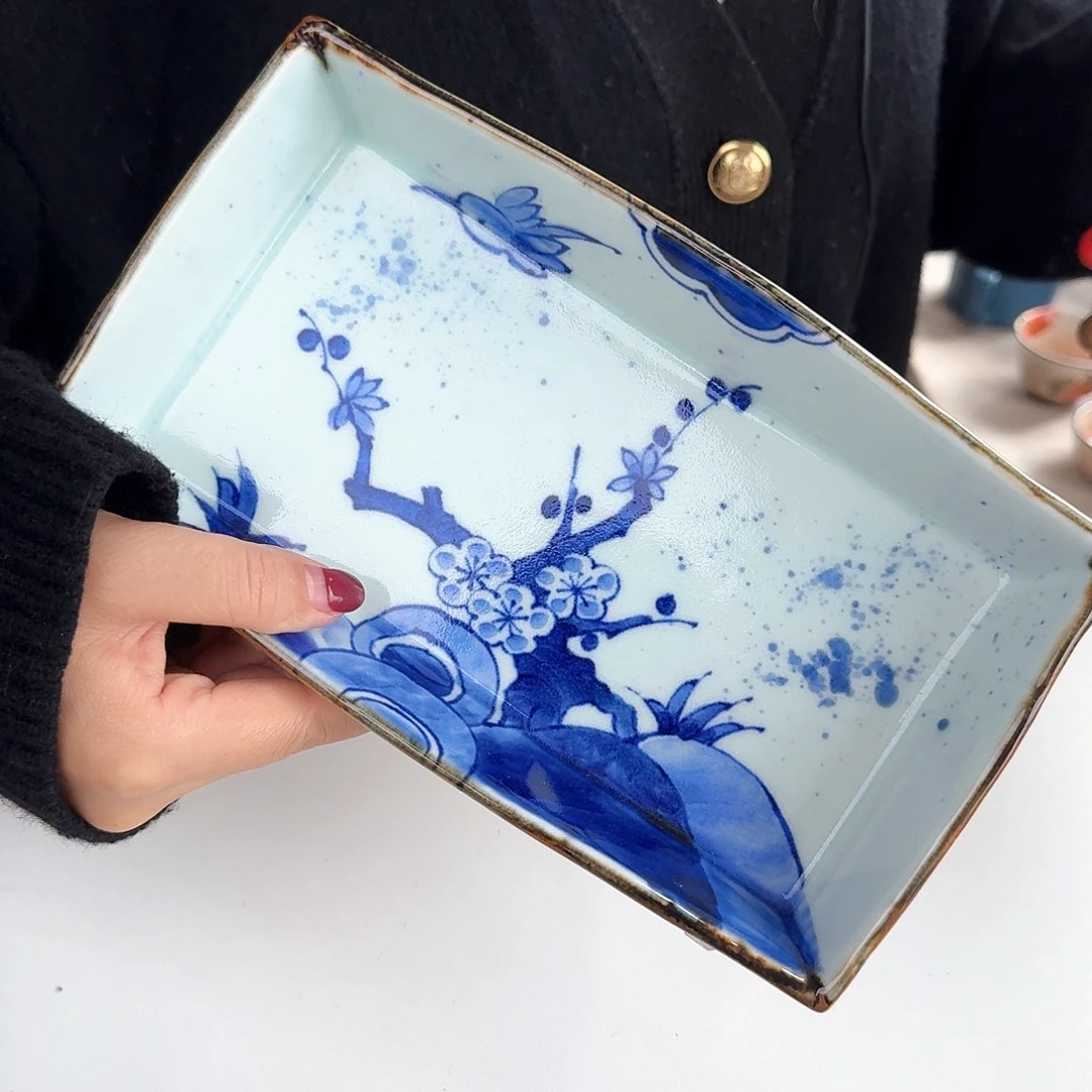 瓷片伊万里烧24厘米箱皿花鸟