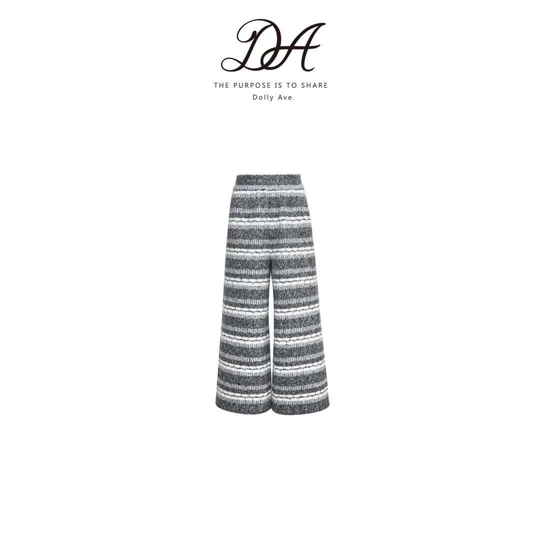 【现货】Dolly Ave「黑标系列」条纹高克重一体绒女童百搭秋冬直筒裤