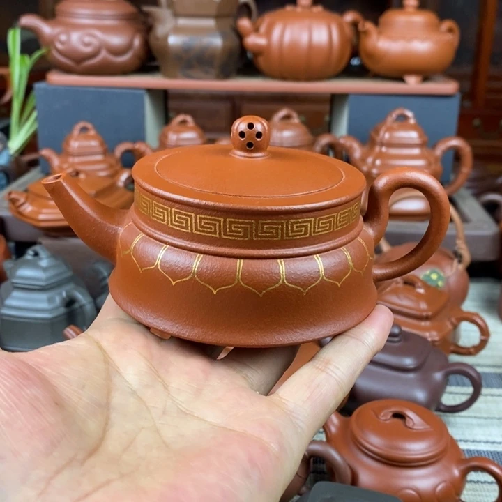 紫砂茶壶禅玉230cc原矿一厂老红土描金丝双十一特价