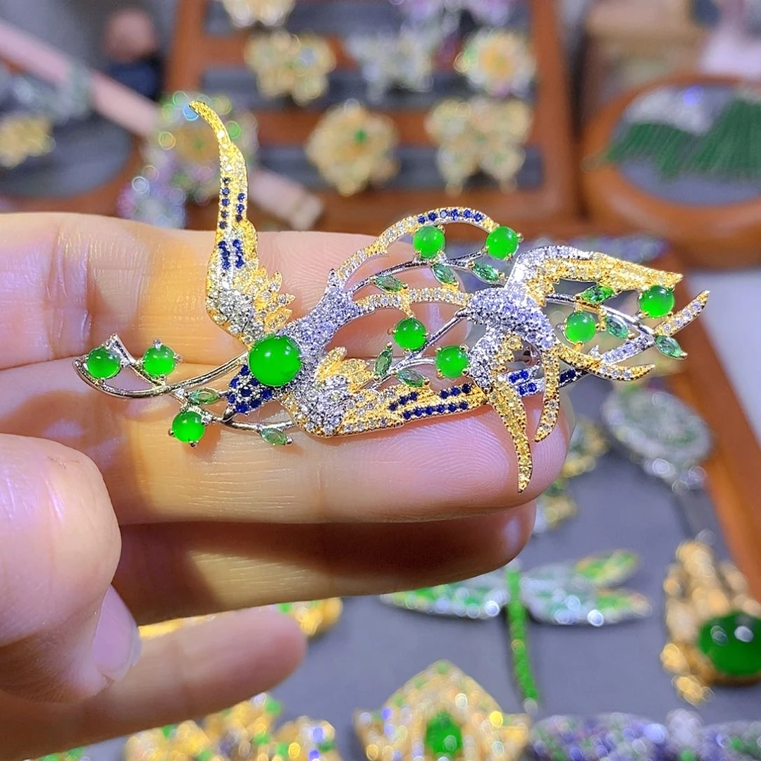 颈饰银S925镶嵌翡翠