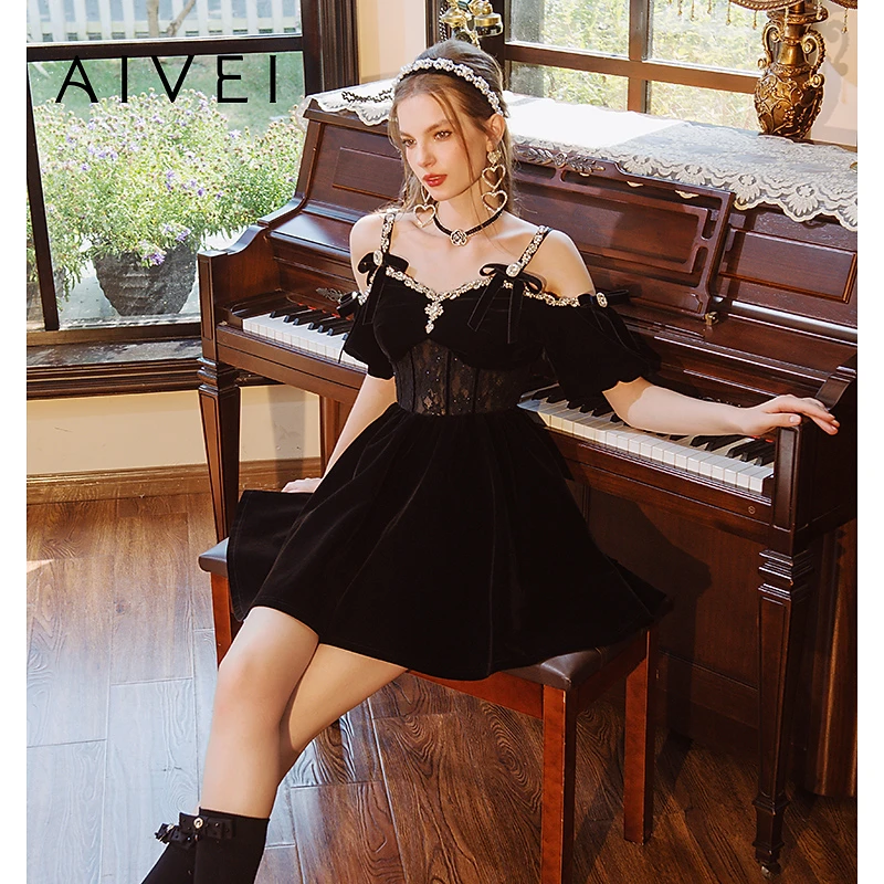 2024年夏季欧式宫廷公主千金蝴蝶结水钻吊带礼服连衣裙女R0160129