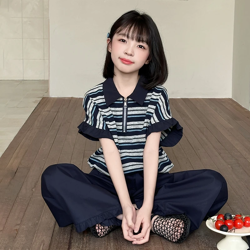 简约潮牌店铺儿童服装2025年款衣服女童装夏装套装6-12岁高级感15