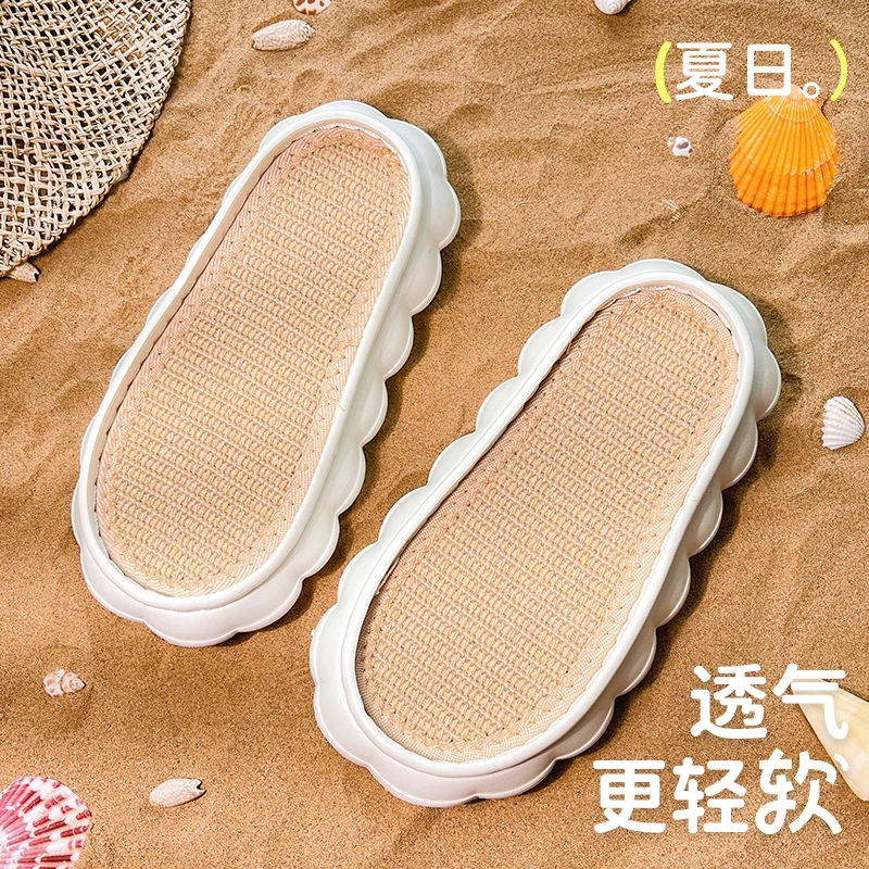 手工编织布条线亚麻透气凉拖勾鞋云朵防滑拖鞋底加厚软底春夏新款