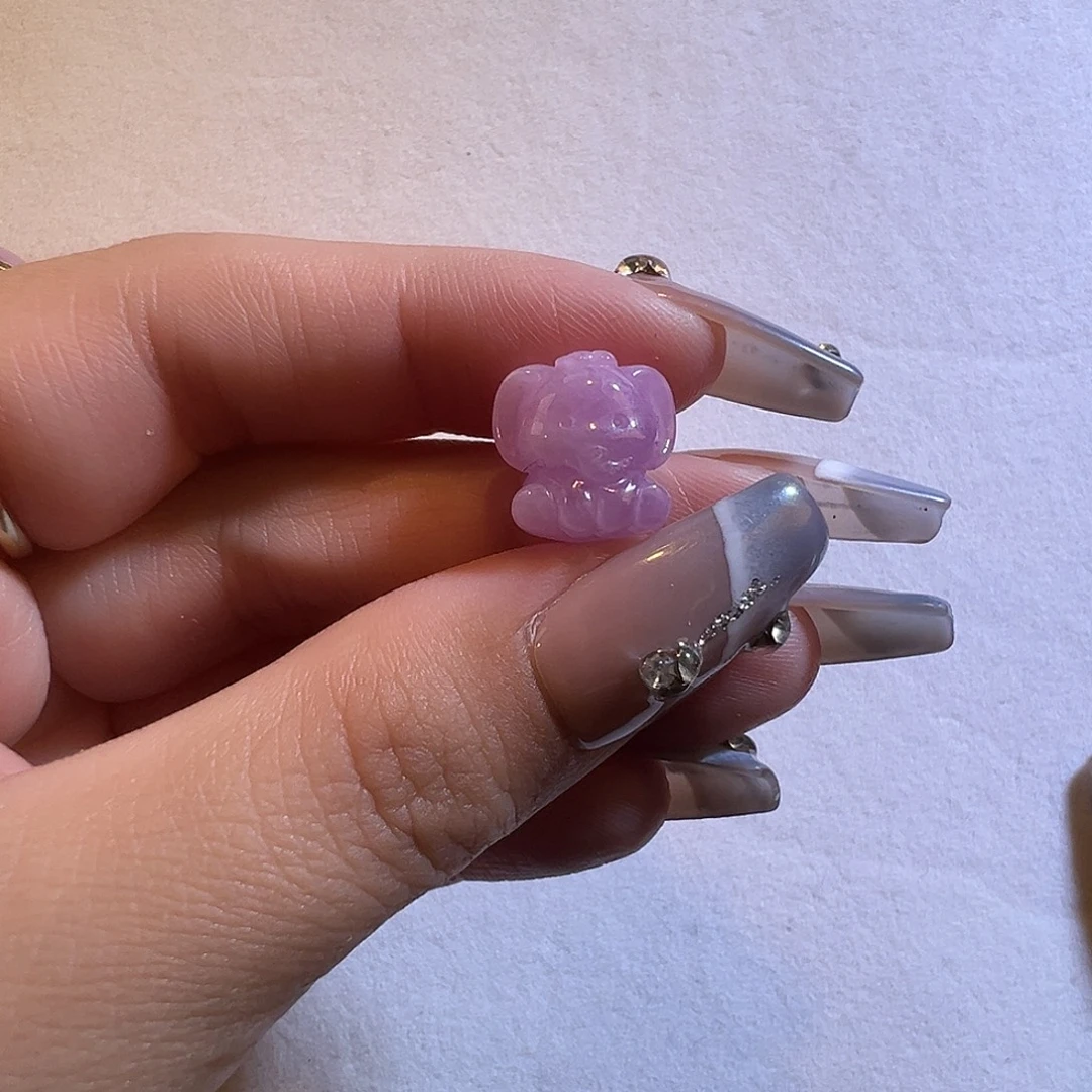 锂辉石未镶嵌单珠紫锂辉雕刻件象神宝宝