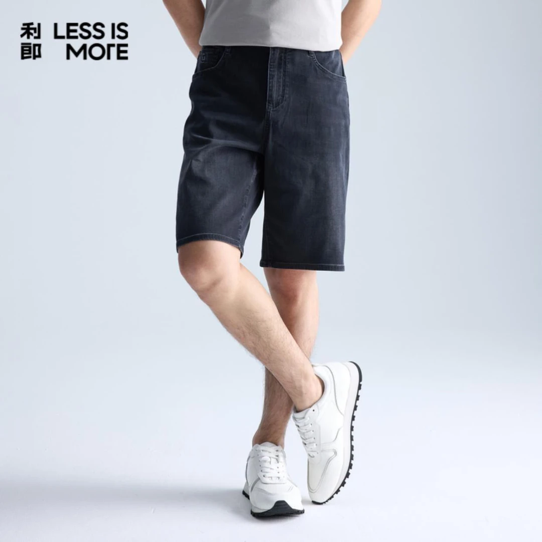 利郎男士休闲直筒裤夏季薄款牛仔短裤 A5XST10301