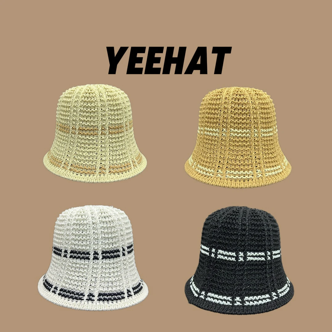 【YEEHat】镂空撞色夏季春秋显脸小百搭可折叠气质盆帽遮阳遮脸