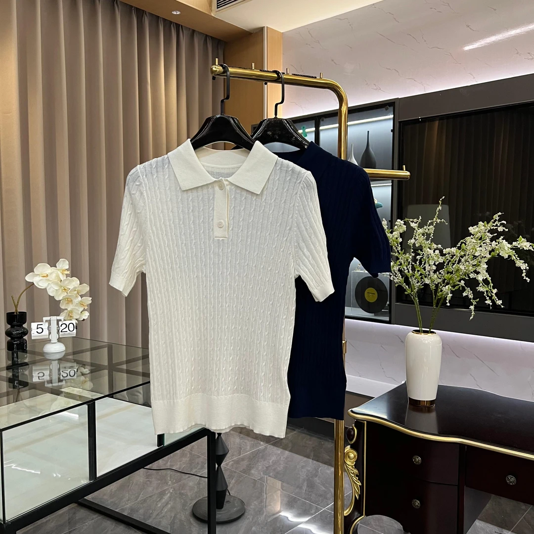 夏款polo女士针织衫短袖软糯透气时尚百搭上衣GK-159