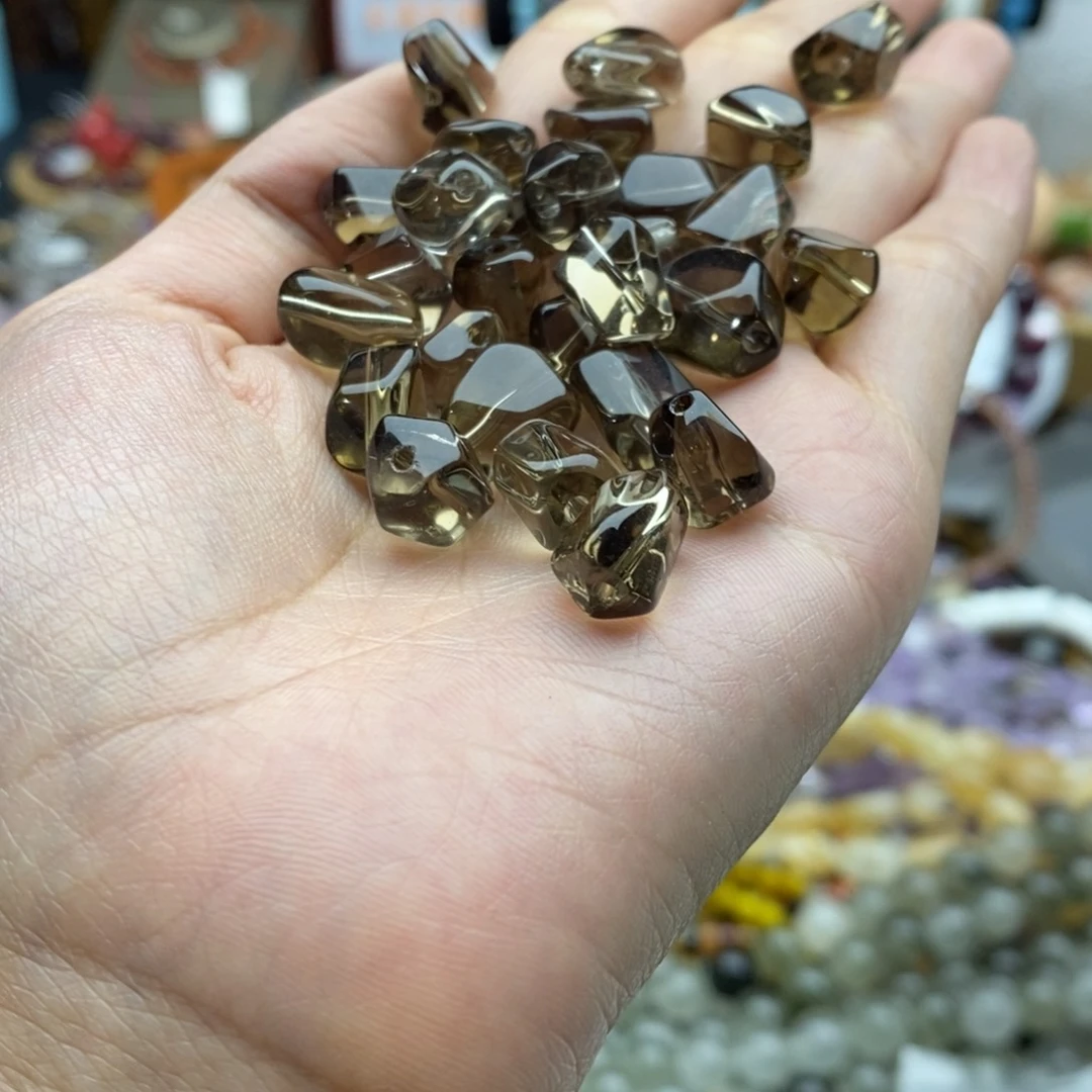 玛瑙/玉髓未镶嵌珠宝半成品两个天然7×13mm净体茶晶随行