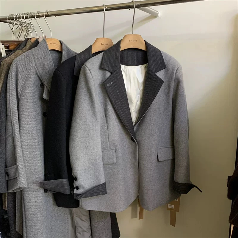 ZEMALA·新款西装领宽松毛呢外套