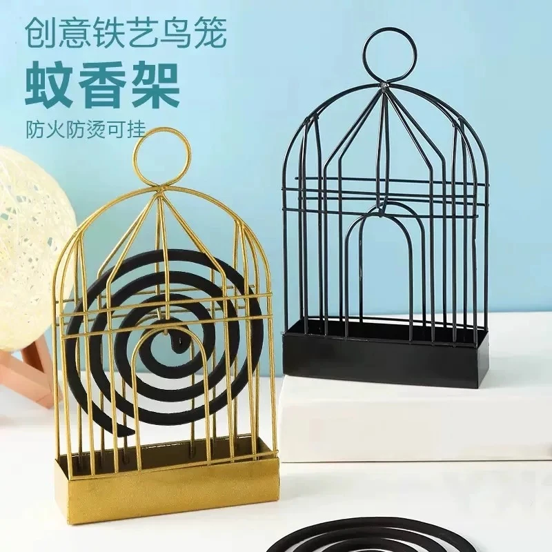 (拍一发二)铁艺创意鸟笼蚊香架颜色随机