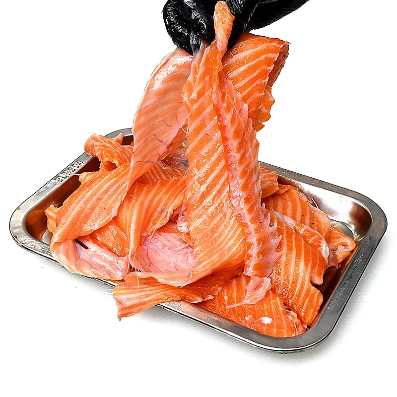 进口新鲜冷冻三文鱼腩骨800g 边角料鱼腩排骨烤煎 深海鱼