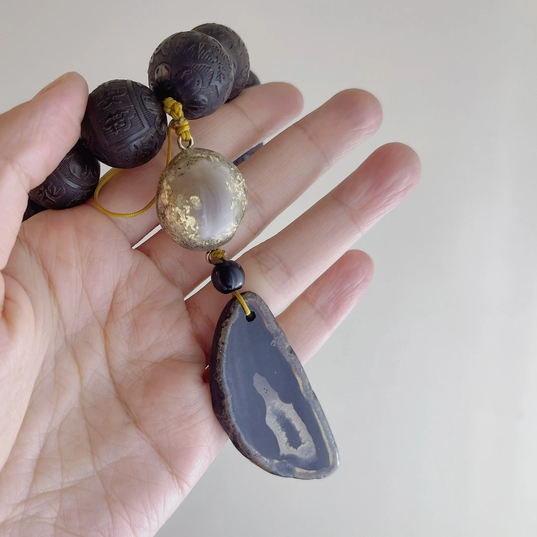 黑檀黑玉手机挂件创意珠串配饰精美设计独特风格男生男士品味礼物