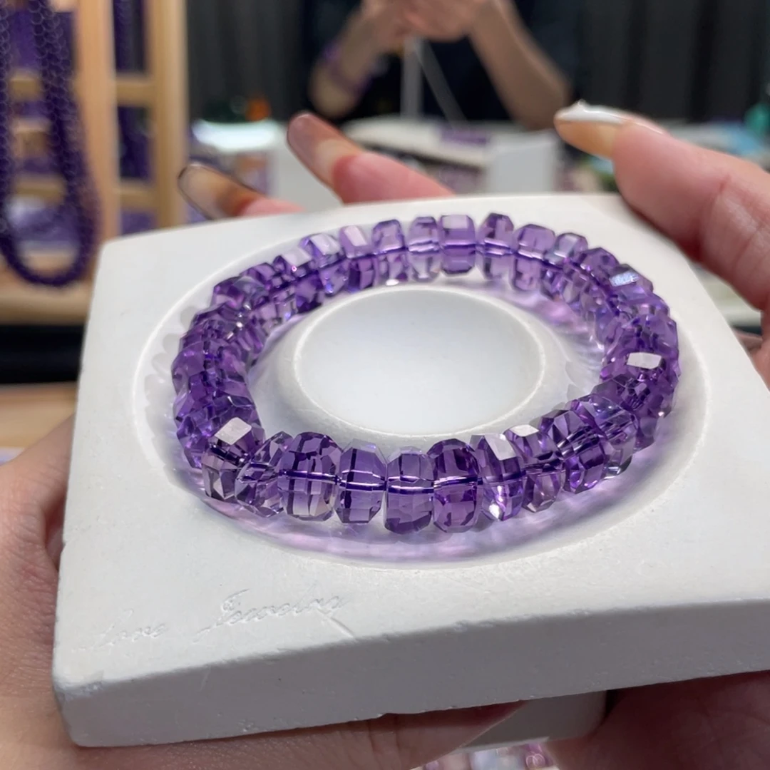 未镶嵌手链水晶10mm巴西紫水晶烟花切