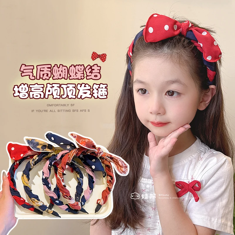 儿童复古时尚波点发卡发箍女气质百搭发箍带齿防滑压发洗脸头箍