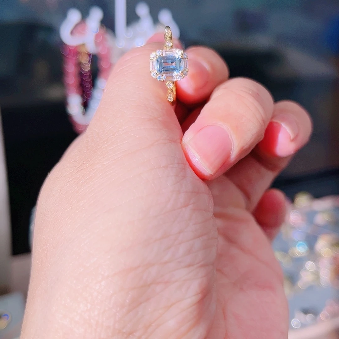 海蓝宝石戒指银S925镶嵌