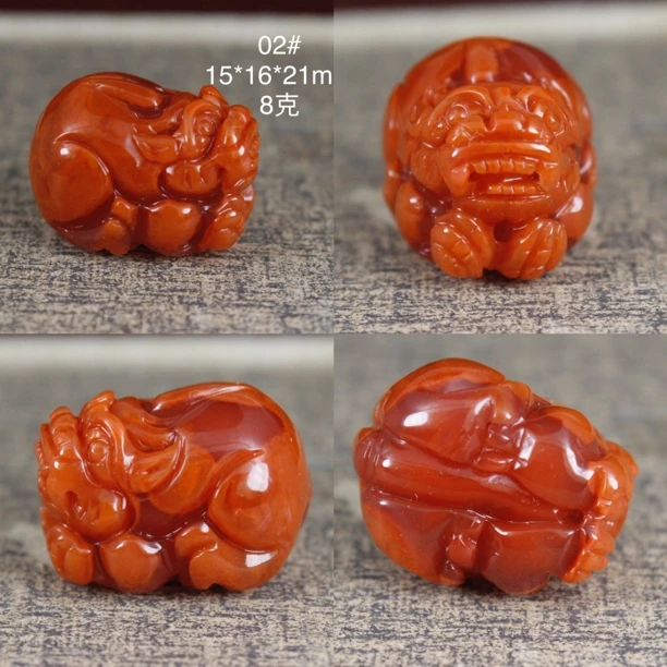 一物一图满肉柿子红雕刻貔貅吊坠挂件配饰毛衣链南红玛瑙满肉