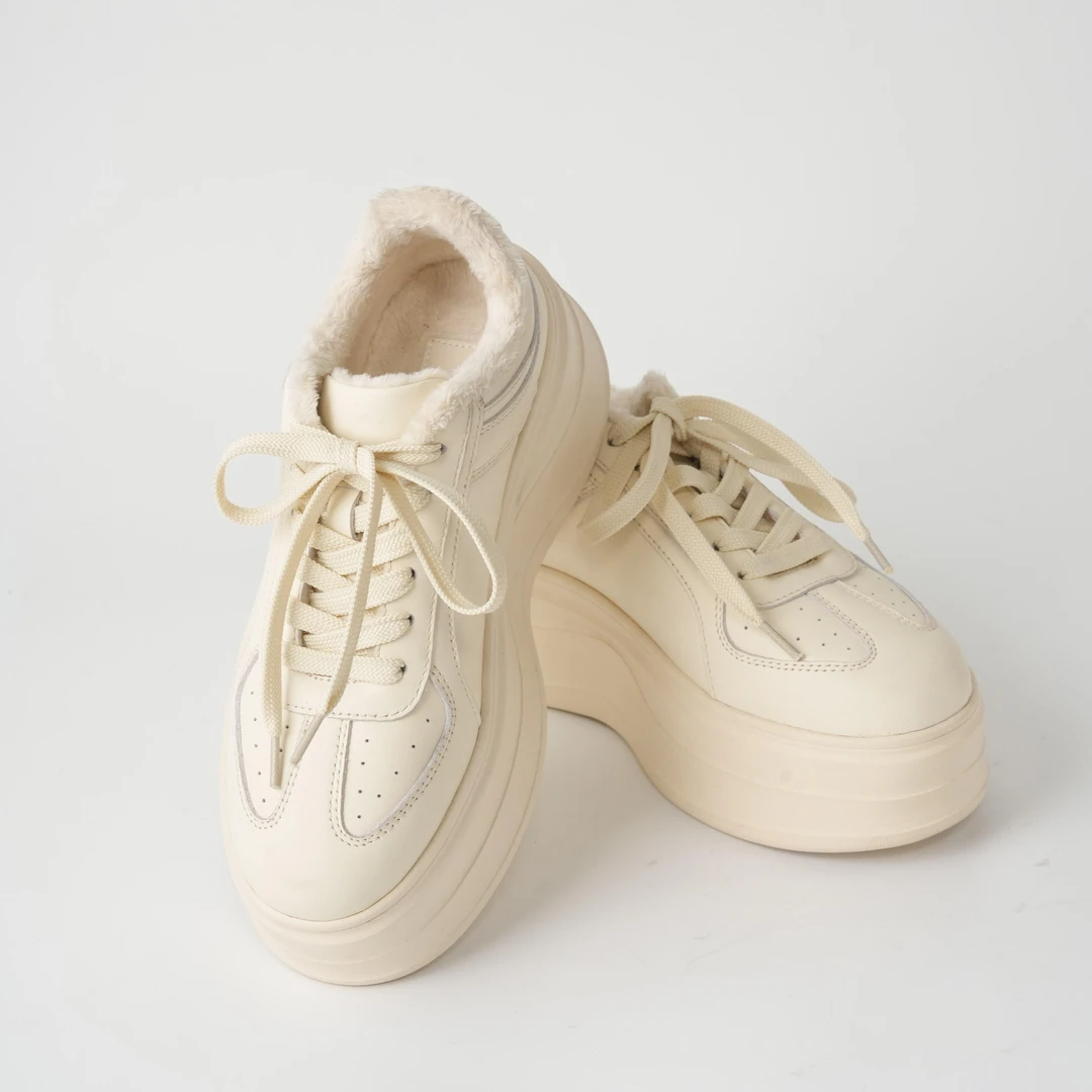 西子/【增高小白鞋】6.5CM头层牛皮加绒增高鞋松糕鞋小白鞋/NXLJ004