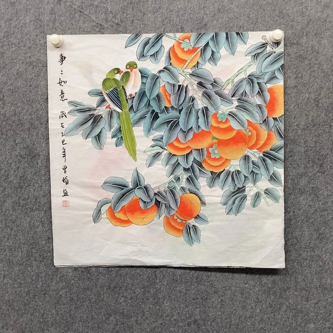 国画四尺斗方花鸟工笔一幅