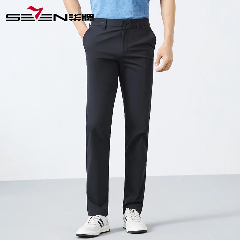 【肌理面料】柒牌舒适弹力休闲裤男2025夏季新款男士商务时尚长裤子