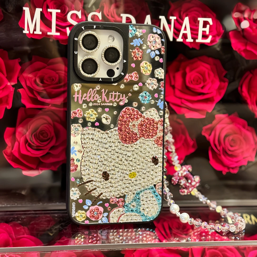 【重工点钻-KT碎花壳】适用于苹果12 13 14 15pm手工点钻手机壳