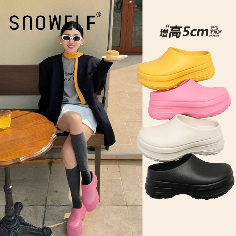 厚底洞洞鞋女款外穿2025夏新款包头拖鞋防滑沙滩鞋软底增高鞋女款