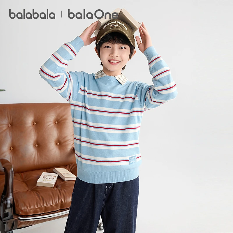 【balaOne】巴拉巴拉童装儿童毛衣男童2025春秋毛衫女亲子针织衫