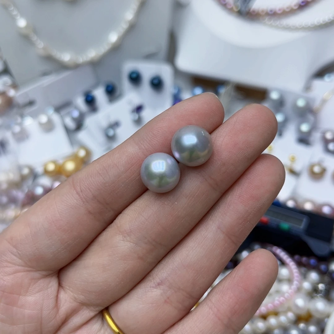 淡水珍珠耳饰银S925镶嵌