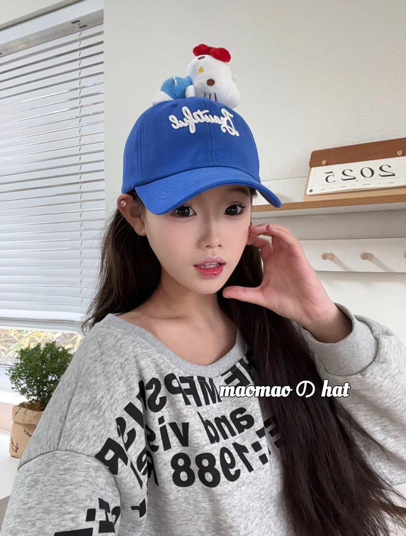 2025春夏新磨毛软顶亲子kt猫唐老鸭可爱儿童卡通装扮遮阳棒球帽潮